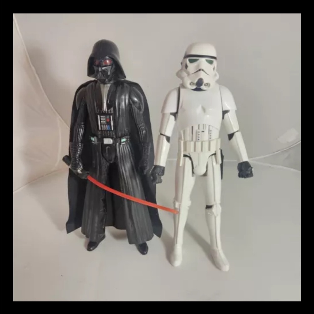 Hasbro Star Wars 2016 Darth Vader And Stormtrooper 12” Toy Figures Works Missing
